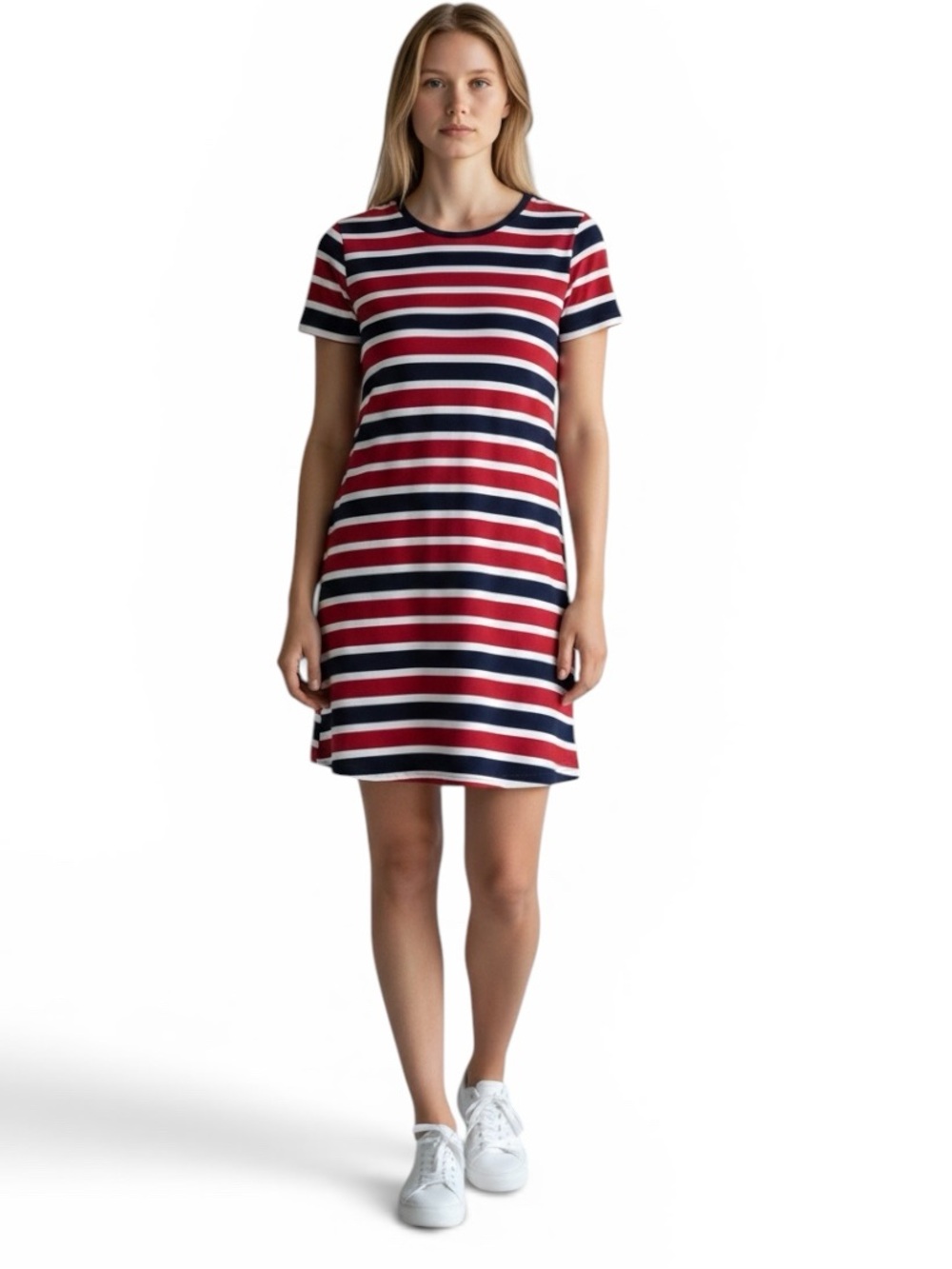 Liberty Park Red, White, and Blue Striped T-Shirt Dress